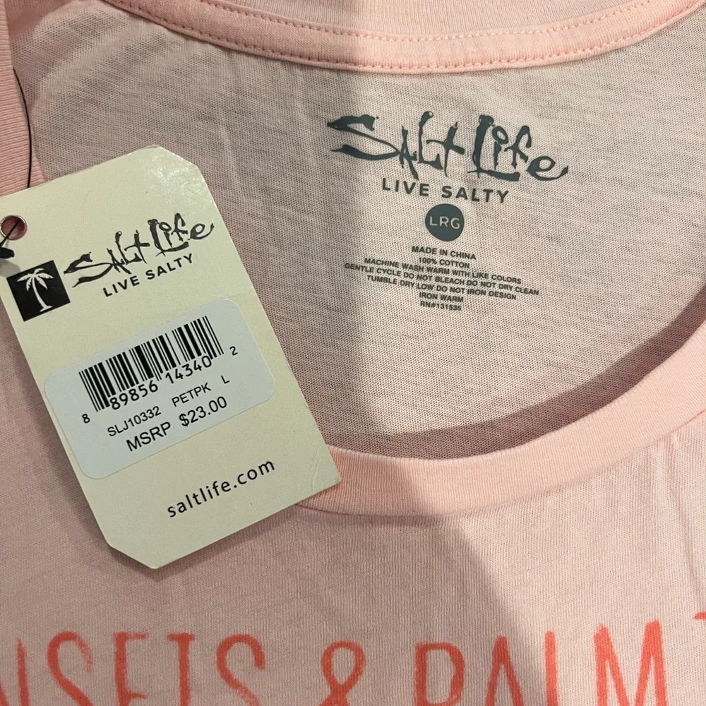 Salt Life Women's Pink and Orange Palm Tank Top - Picture 2 of 4